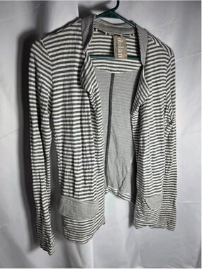 Women's Dolan Left Coast Collection Striped Blazer Jacket sweater Grey White XS